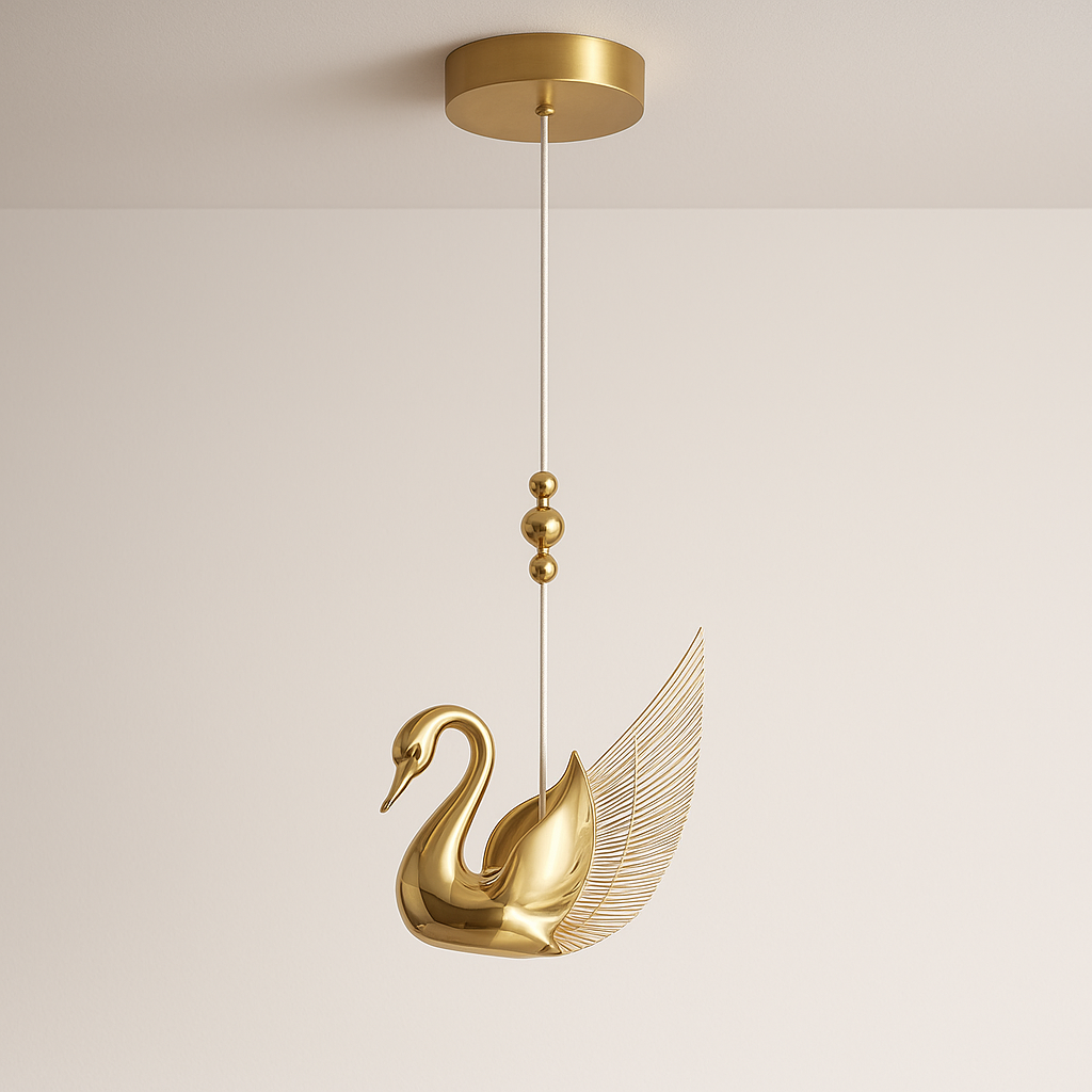 Luminária Pendente Moderno Minimalista Metal LED Dourado Cisne