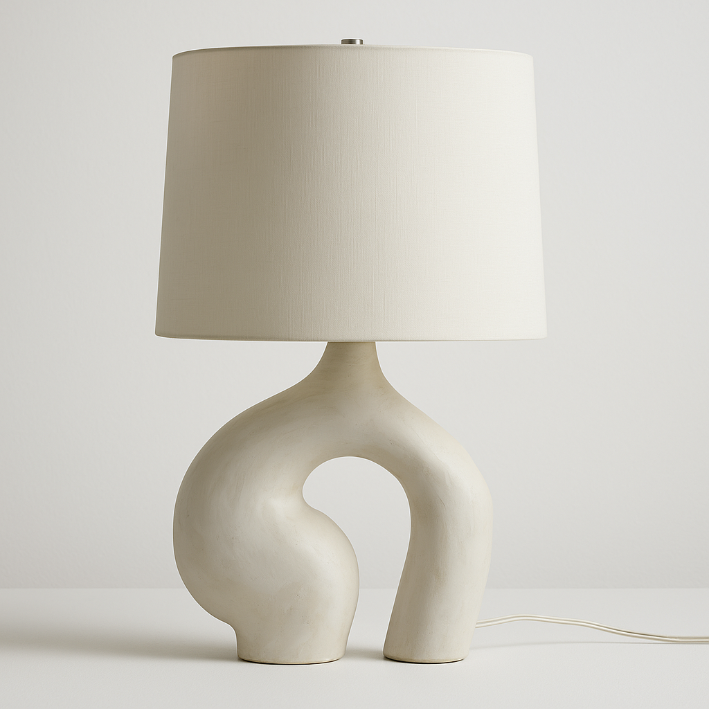 Luminária de Mesa Abajur Moderna Minimalista Tecido Resina Havel