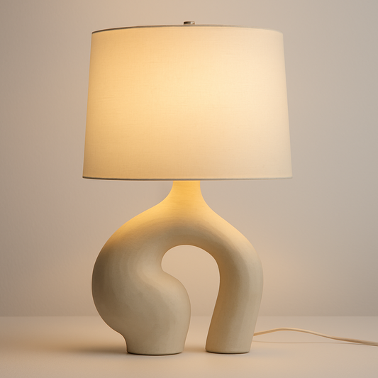 Luminária de Mesa Abajur Moderna Minimalista Tecido Resina Havel