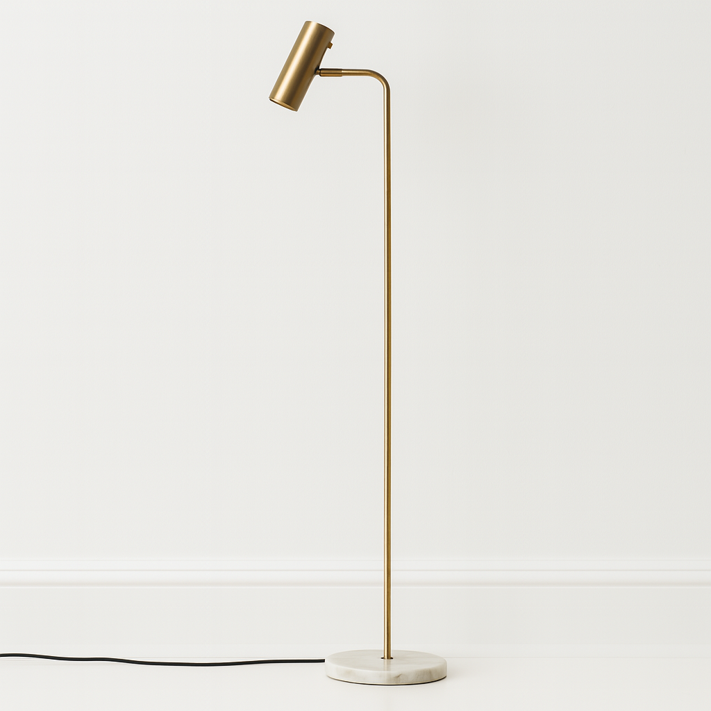 Luminária de Piso Chão Coluna Moderna Minimalista Articulada Metal Mármore LED Wind