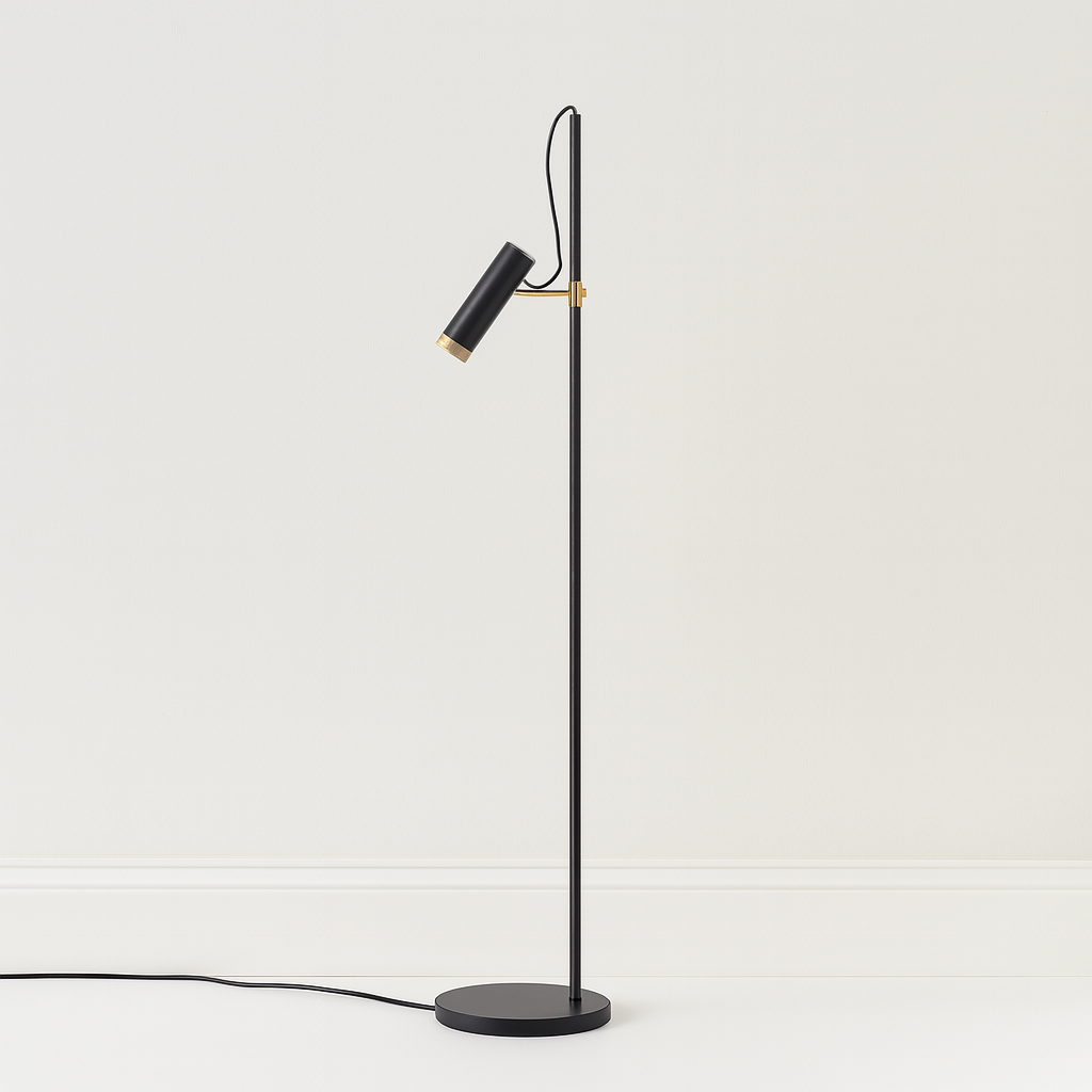 Luminária de Piso Coluna Moderna Minimalista Spot Direcionável Articulada Metal LED Dirch