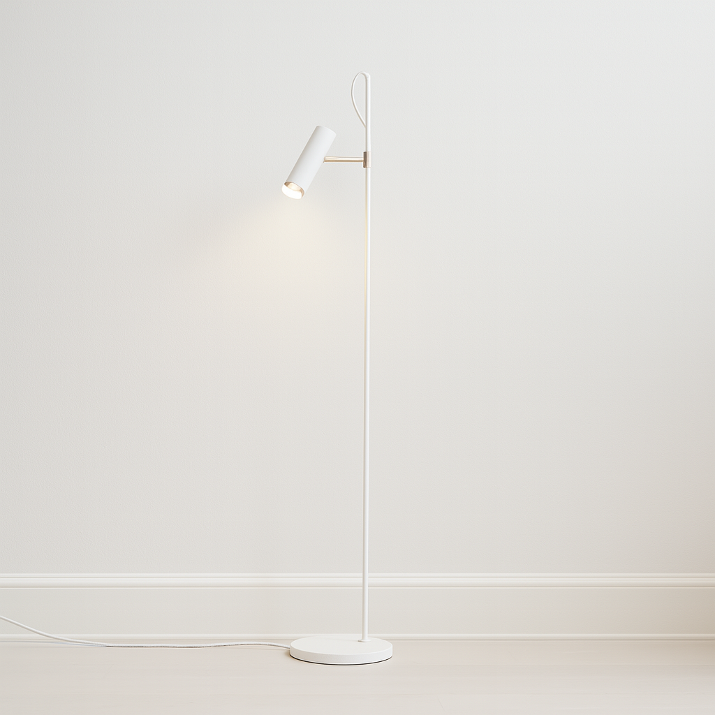 Luminária de Piso Coluna Moderna Minimalista Spot Direcionável Articulada Metal LED Dirch