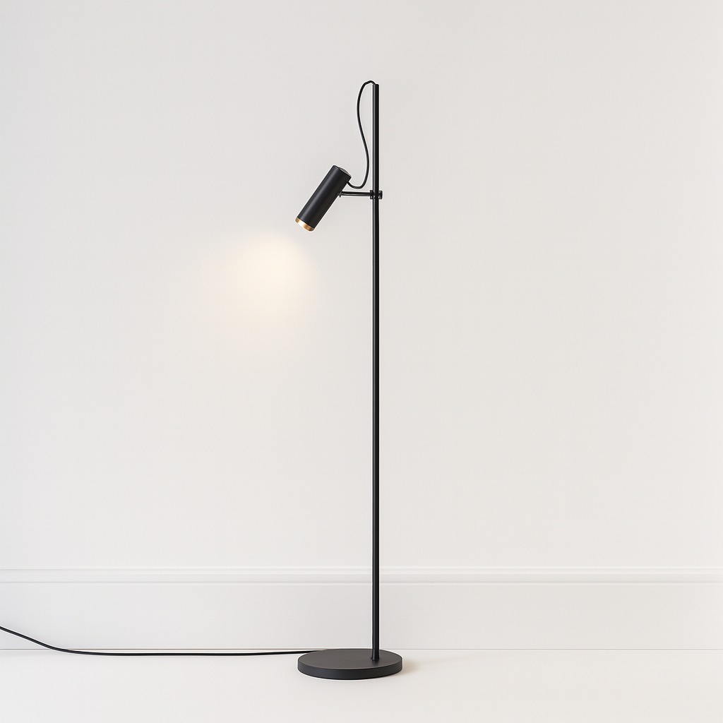 Luminária de Piso Coluna Moderna Minimalista Spot Direcionável Articulada Metal LED Dirch