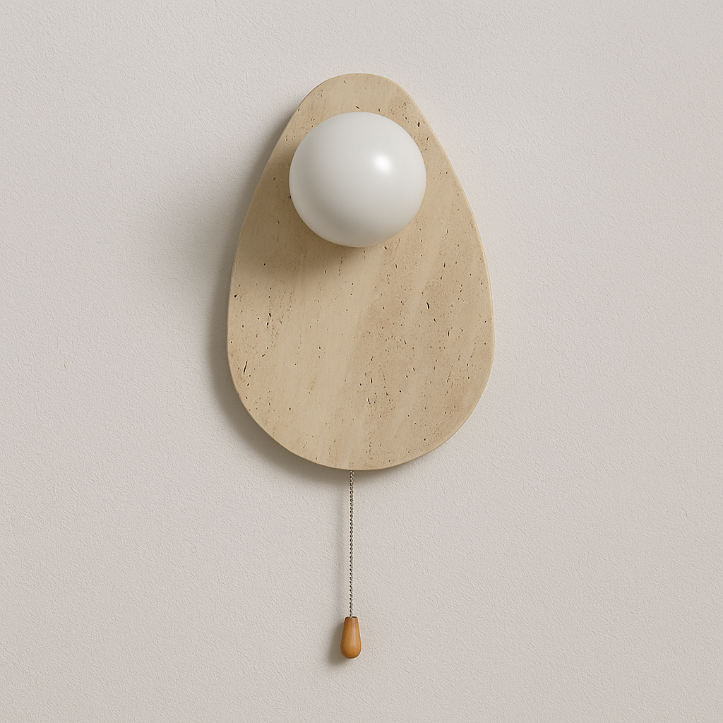 Luminária Arandela Moderna Minimalista Vidro Mármore Travertino Qari