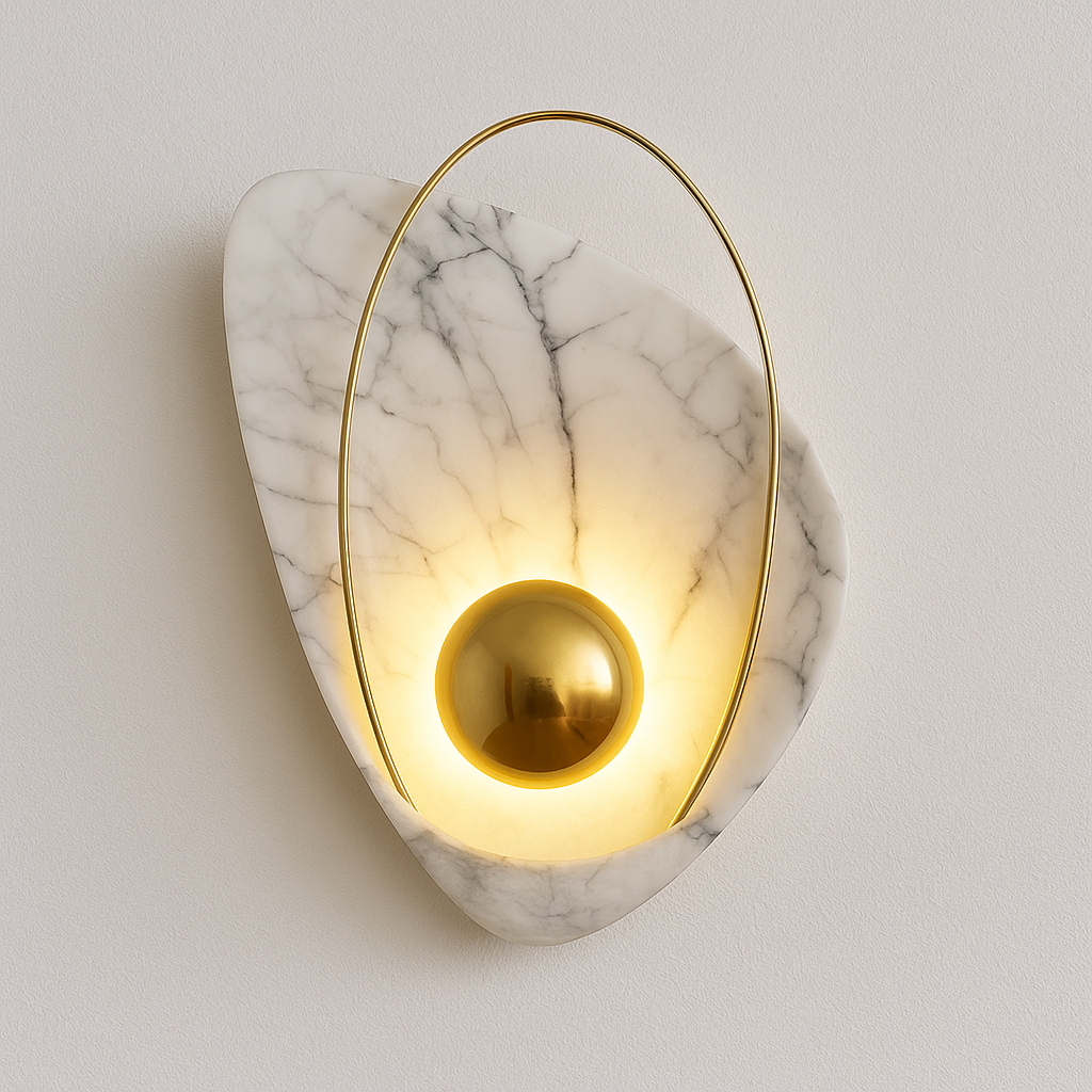 Luminária Arandela Moderna Minimalista Mármore Metal Quincy