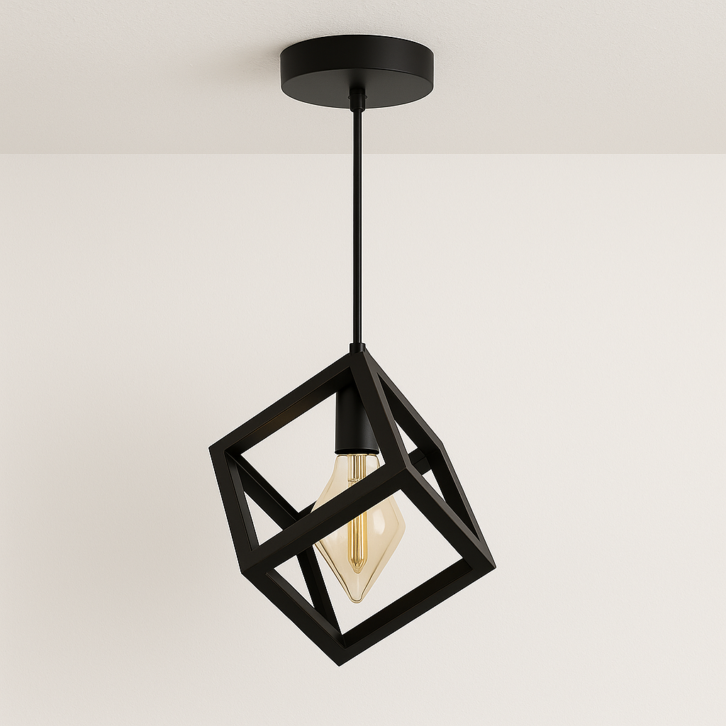 Luminária Pendente Industrial Vintage Retrô Cubic