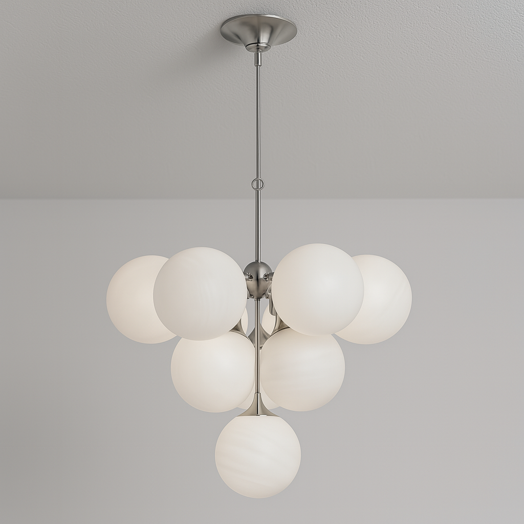 Luminária Lustre Pendente Moderno Clássico Globos Bolas Vidro Metal Hazze