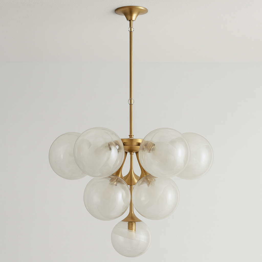 Luminária Lustre Pendente Moderno Clássico Globos Bolas Vidro Metal Hazze