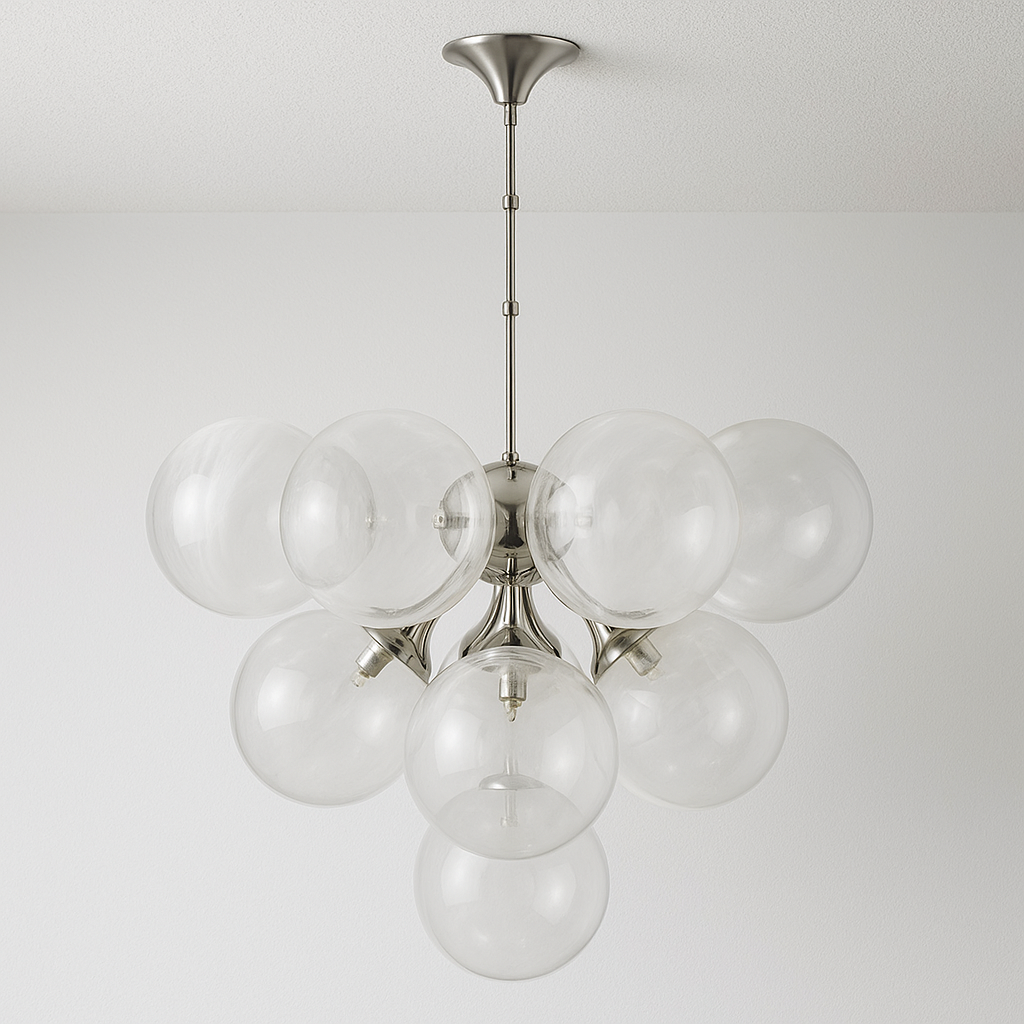 Luminária Lustre Pendente Moderno Clássico Globos Bolas Vidro Metal Hazze