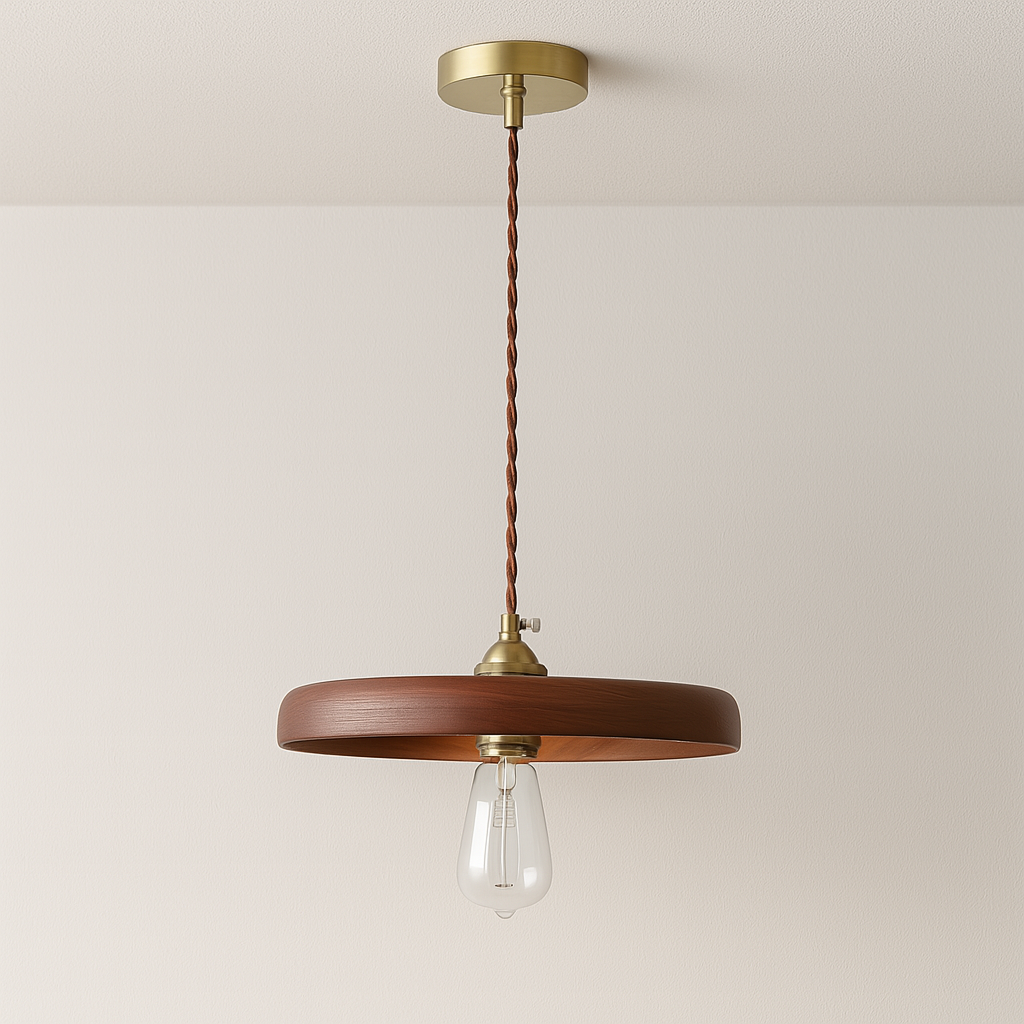 Luminária Pendente Moderna Minimalista Metal Madeira Zoya