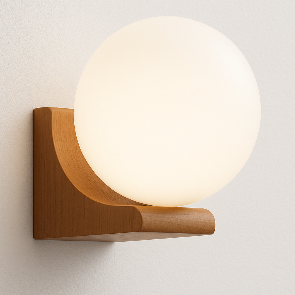 Luminária Arandela Moderna Minimalista LED Madeira Vidro Zuri
