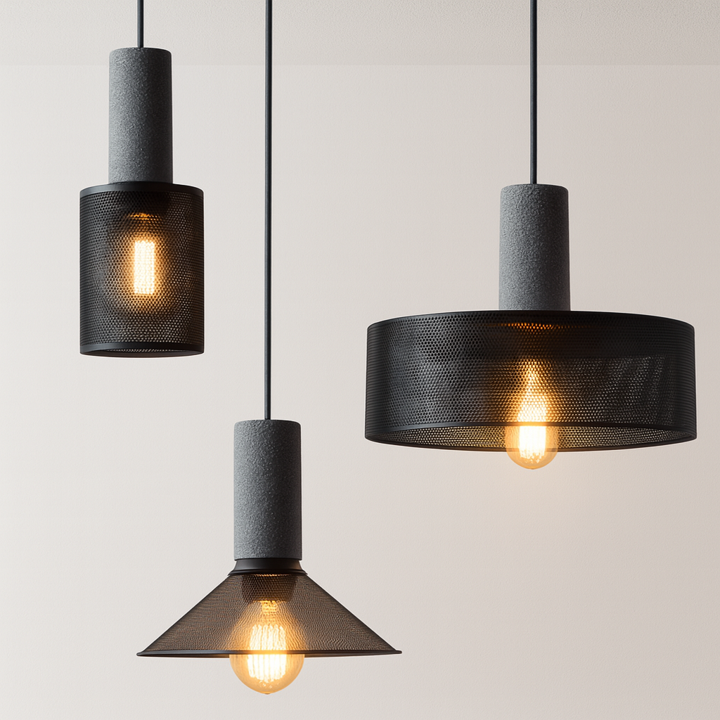 Luminária Pendente Moderna Industrial Metal Granilite Aramado Razzi