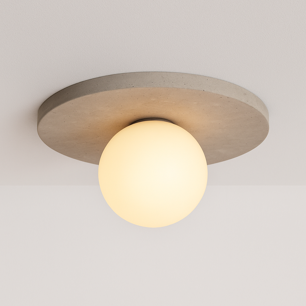 Luminária Plafon Moderna Minimalista Mármore Travertino Biar