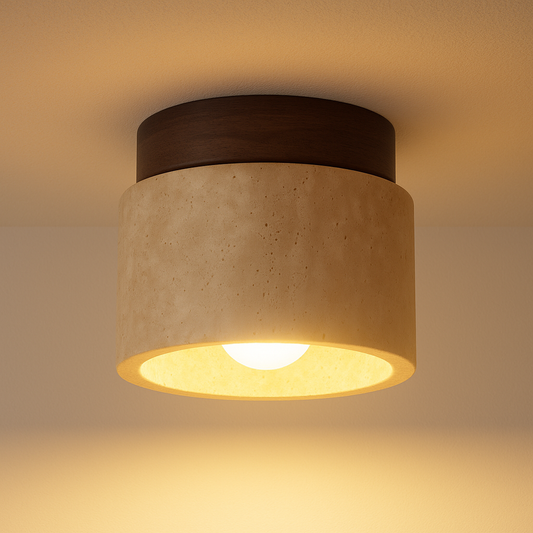 Luminária Plafon Moderna Minimalista Mármore Travertino Byello