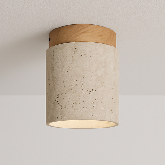 Luminária Plafon Moderna Minimalista Mármore Travertino Veatina