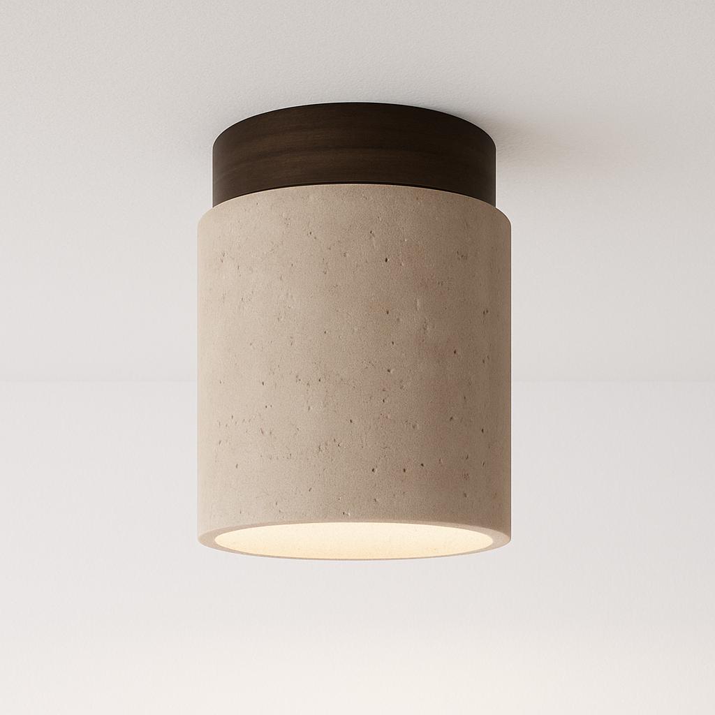 Luminária Plafon Moderna Minimalista Mármore Travertino Veatina
