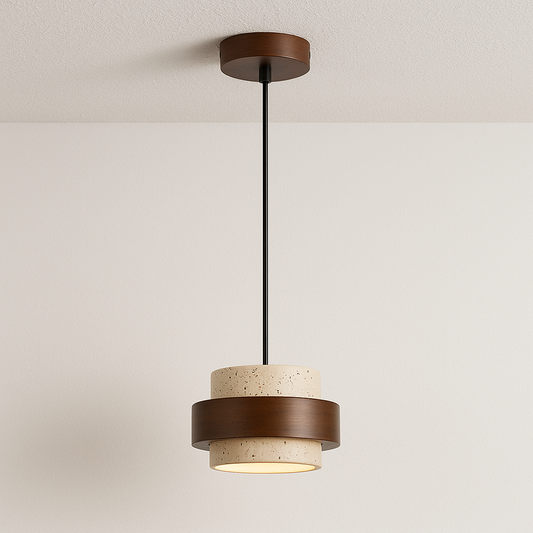 Luminária Pendente Moderna Minimalista LED Mármore Madeira Porgme