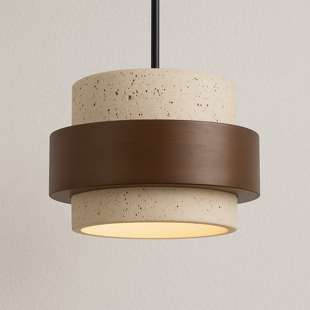 Luminária Pendente Moderna Minimalista LED Mármore Madeira Porgme