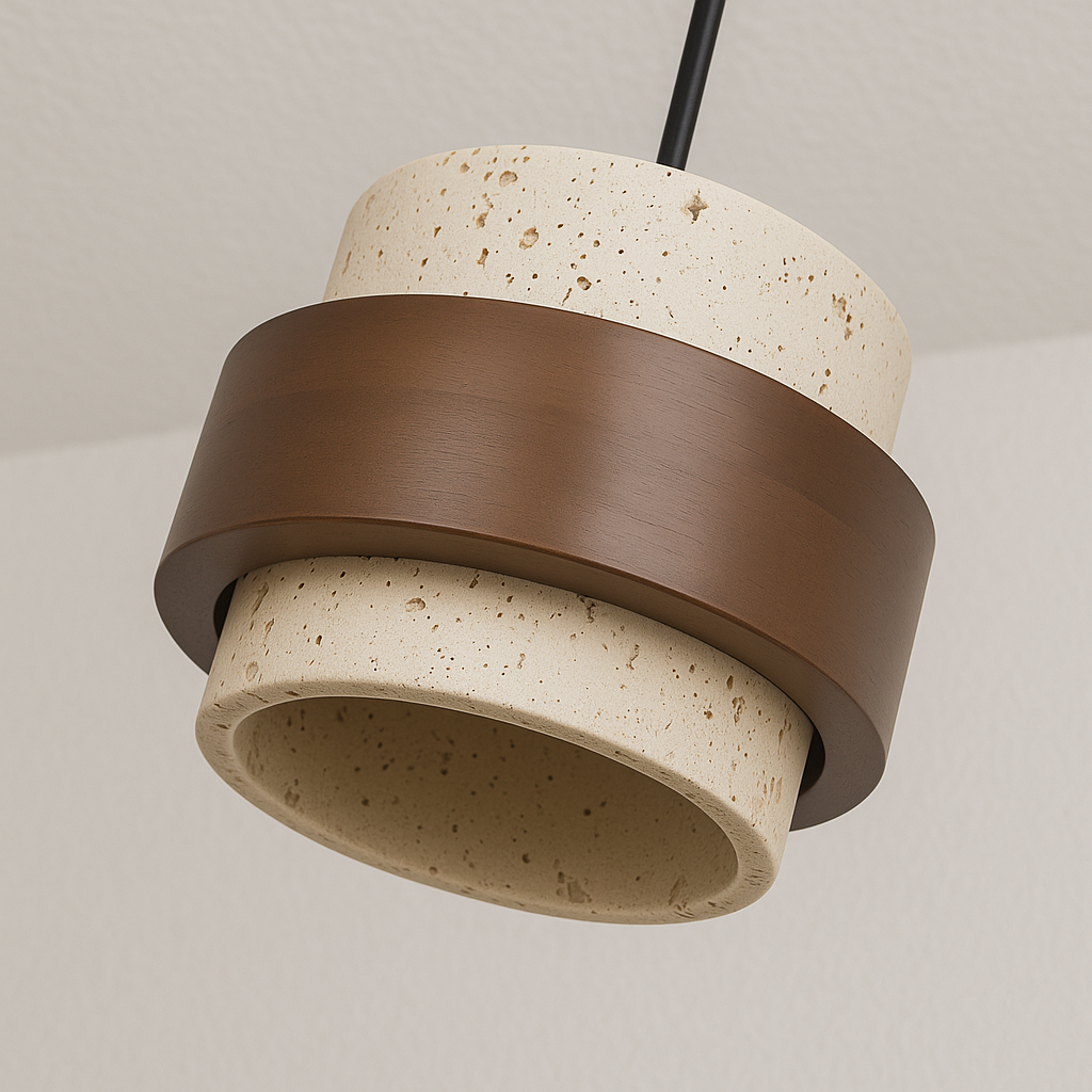 Luminária Pendente Moderna Minimalista LED Mármore Madeira Porgme