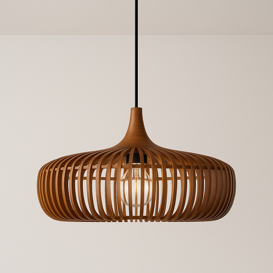 Luminária Pendente Moderna Minimalista Madeira Mogan