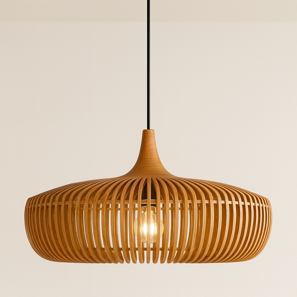 Luminária Pendente Moderna Minimalista Madeira Mogan