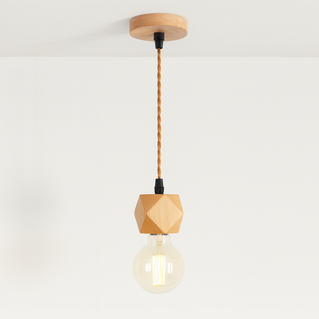 Luminária Pendente Moderno Minimalista Madeira Point