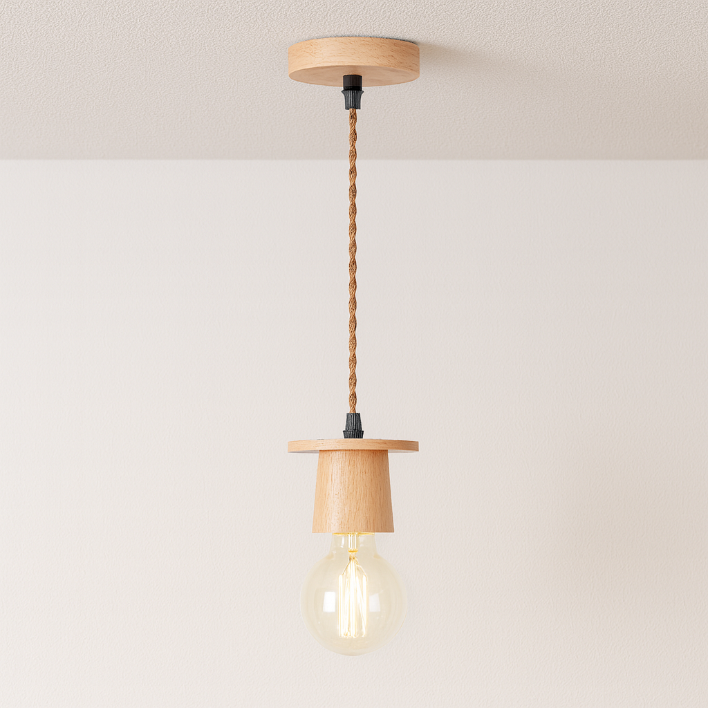 Luminária Pendente Moderno Minimalista Madeira Point