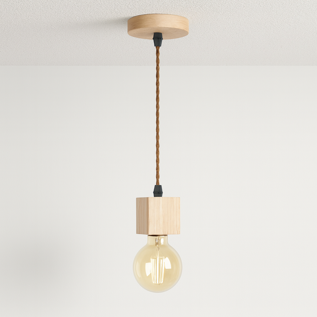 Luminária Pendente Moderno Minimalista Madeira Point