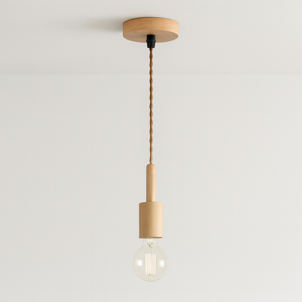Luminária Pendente Moderno Minimalista Madeira Point