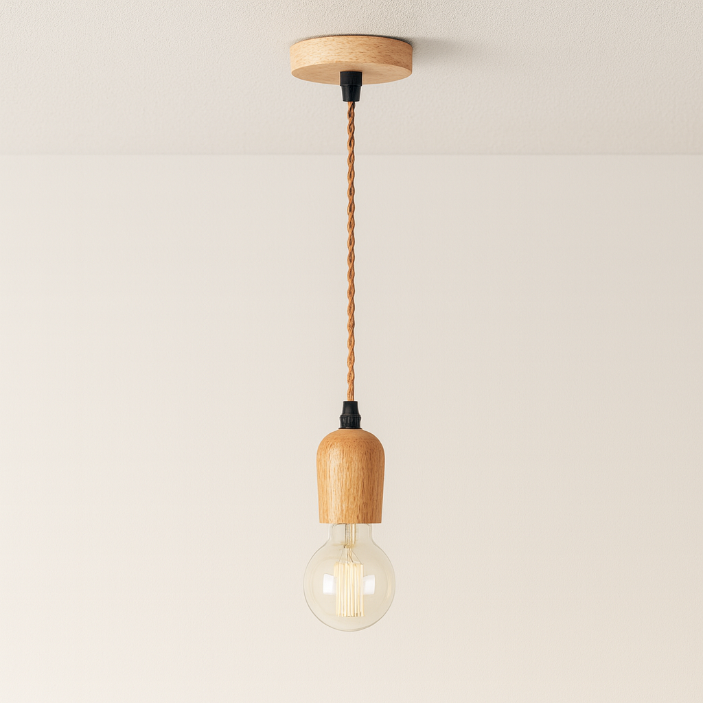 Luminária Pendente Moderno Minimalista Madeira Point