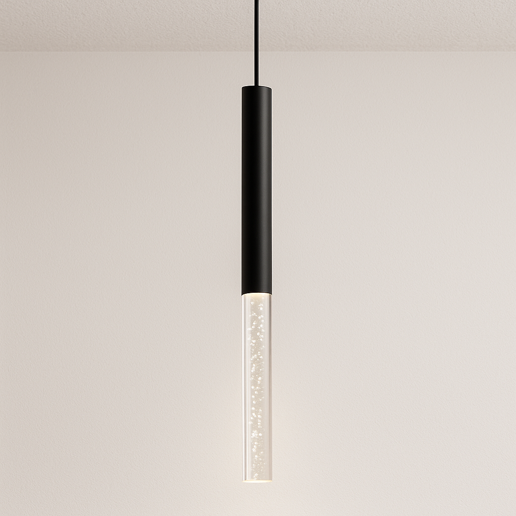 Luminária Pendente Moderna Minimalista Metal Vidro Tubo LED Mantti