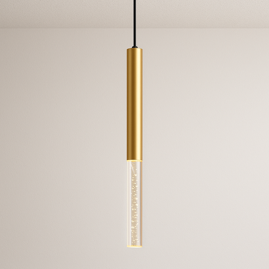 Luminária Pendente Moderna Minimalista Metal Vidro Tubo LED Mantti