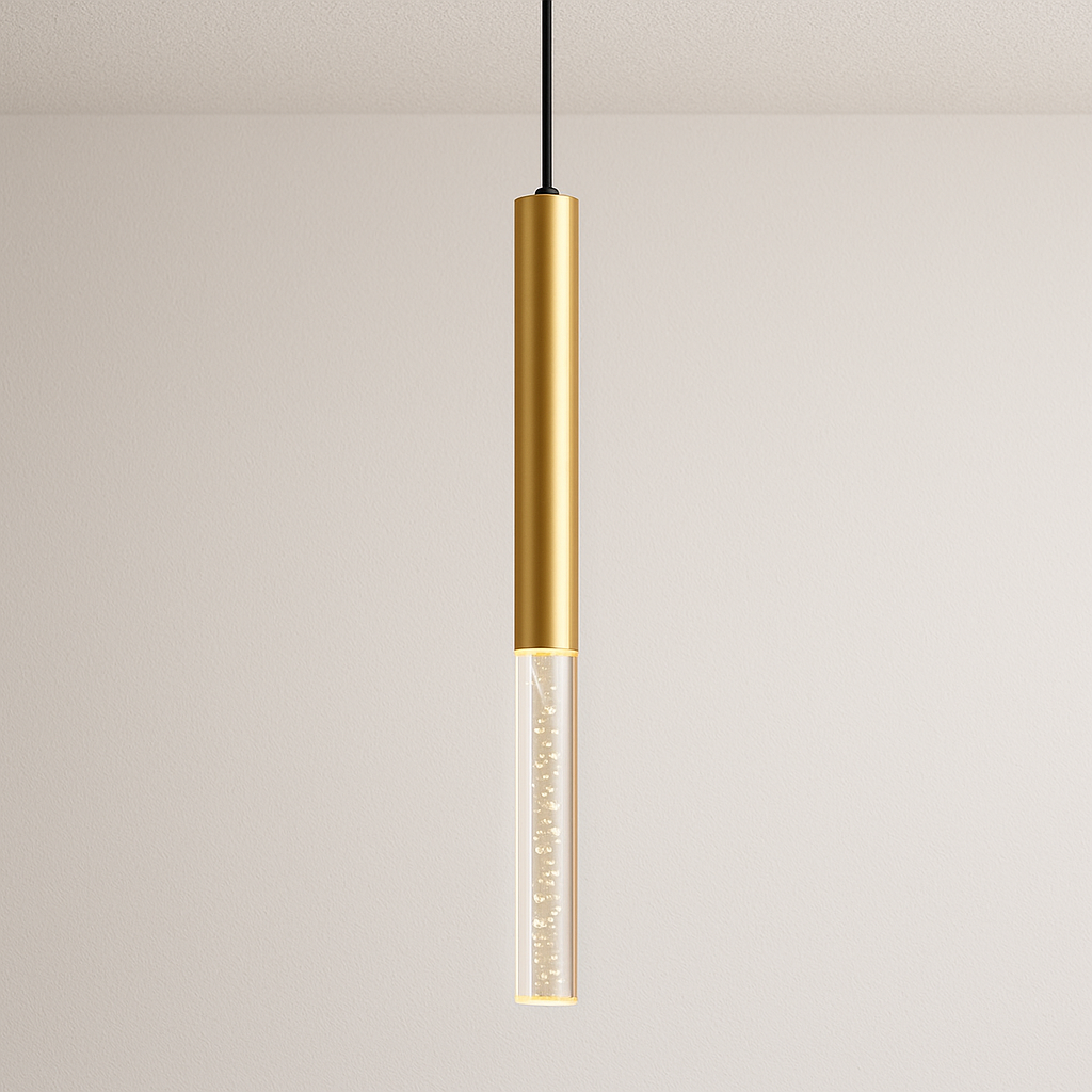 Luminária Pendente Moderna Minimalista Metal Vidro Tubo LED Mantti