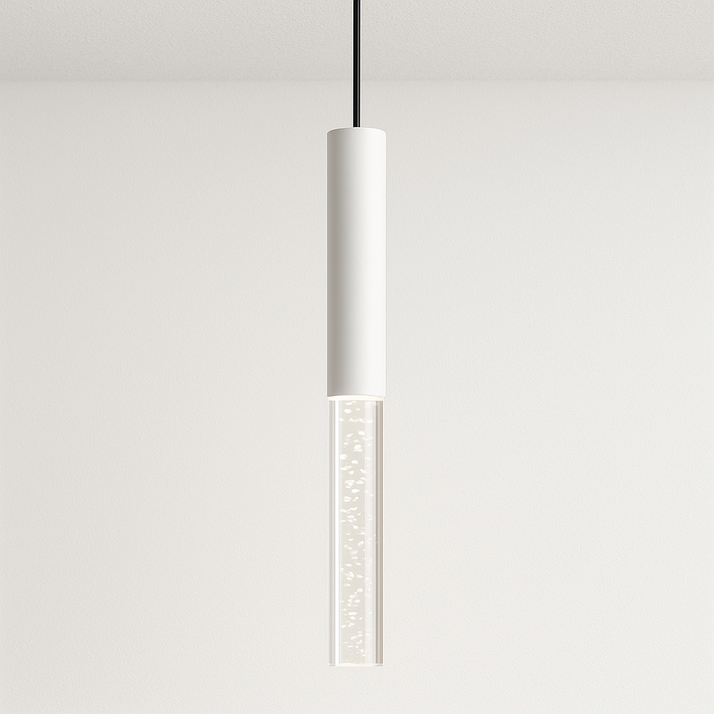 Luminária Pendente Moderna Minimalista Metal Vidro Tubo LED Mantti
