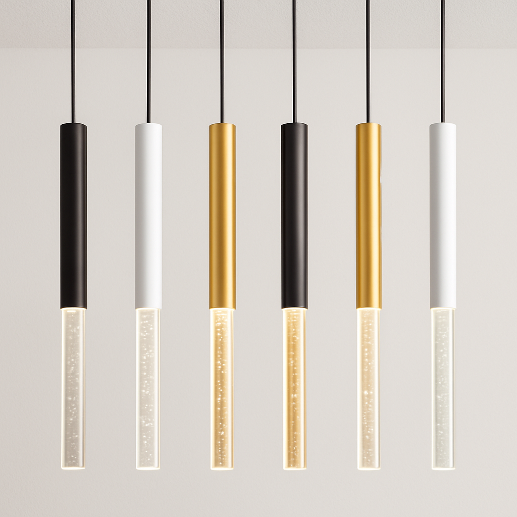 Luminária Pendente Moderna Minimalista Metal Vidro Tubo LED Mantti