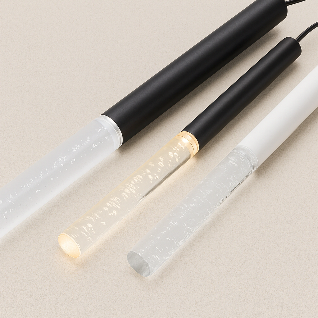 Luminária Pendente Moderna Minimalista Metal Vidro Tubo LED Mantti