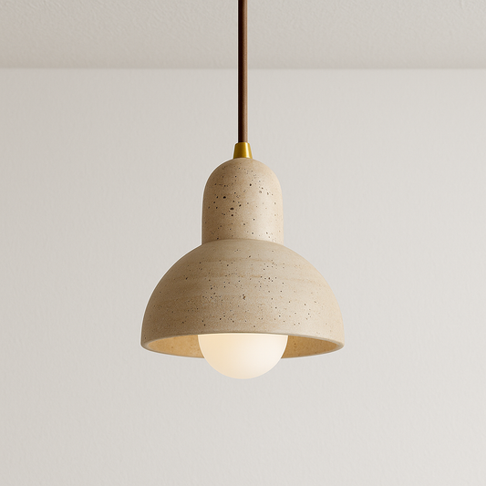 Luminária Pendente Moderna Minimalista Mármore Travertino Giacome