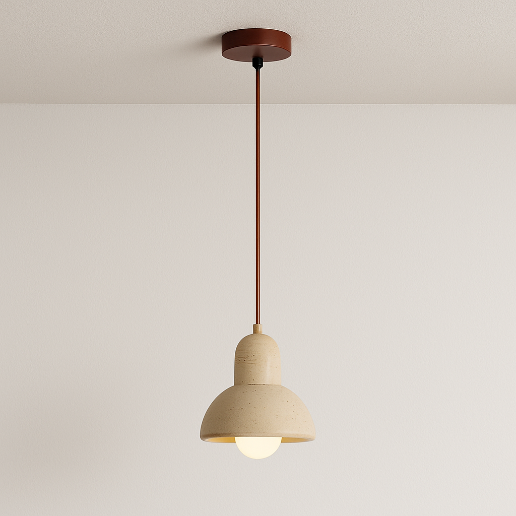 Luminária Pendente Moderna Minimalista Mármore Travertino Giacome