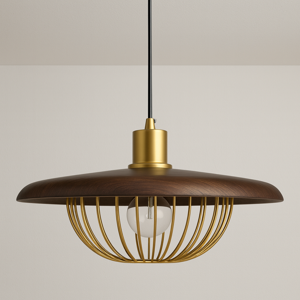 Luminária Pendente Moderna Minimalista Madeira Metal Perth