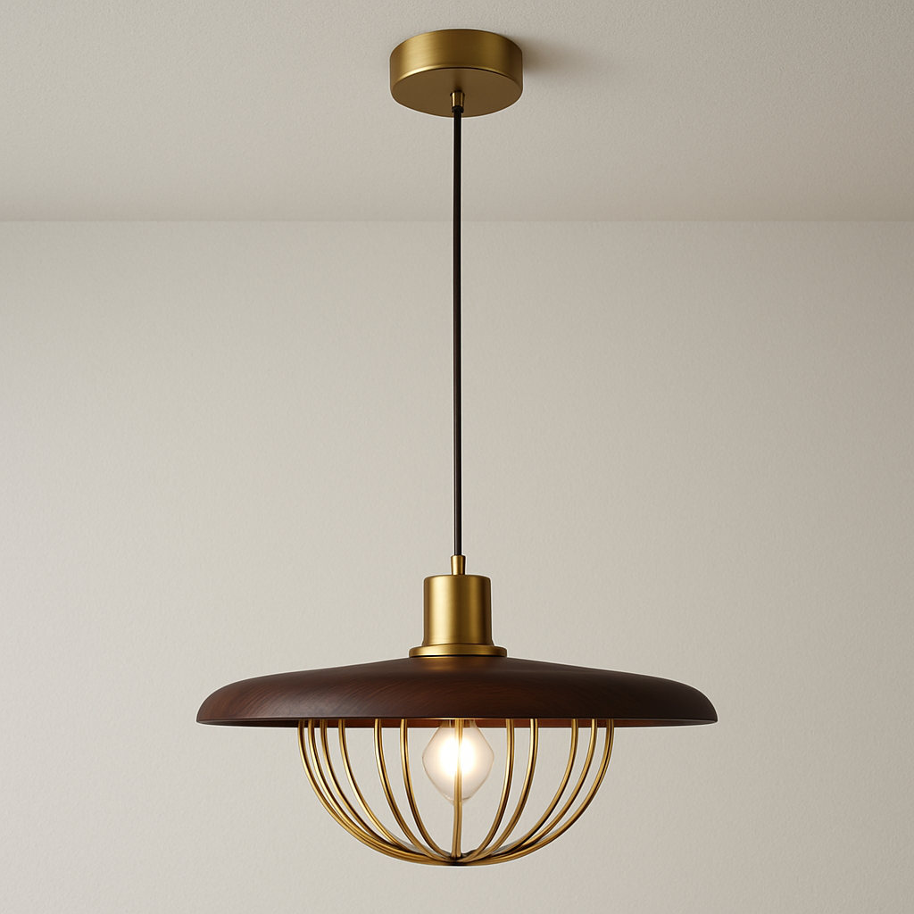 Luminária Pendente Moderna Minimalista Madeira Metal Perth