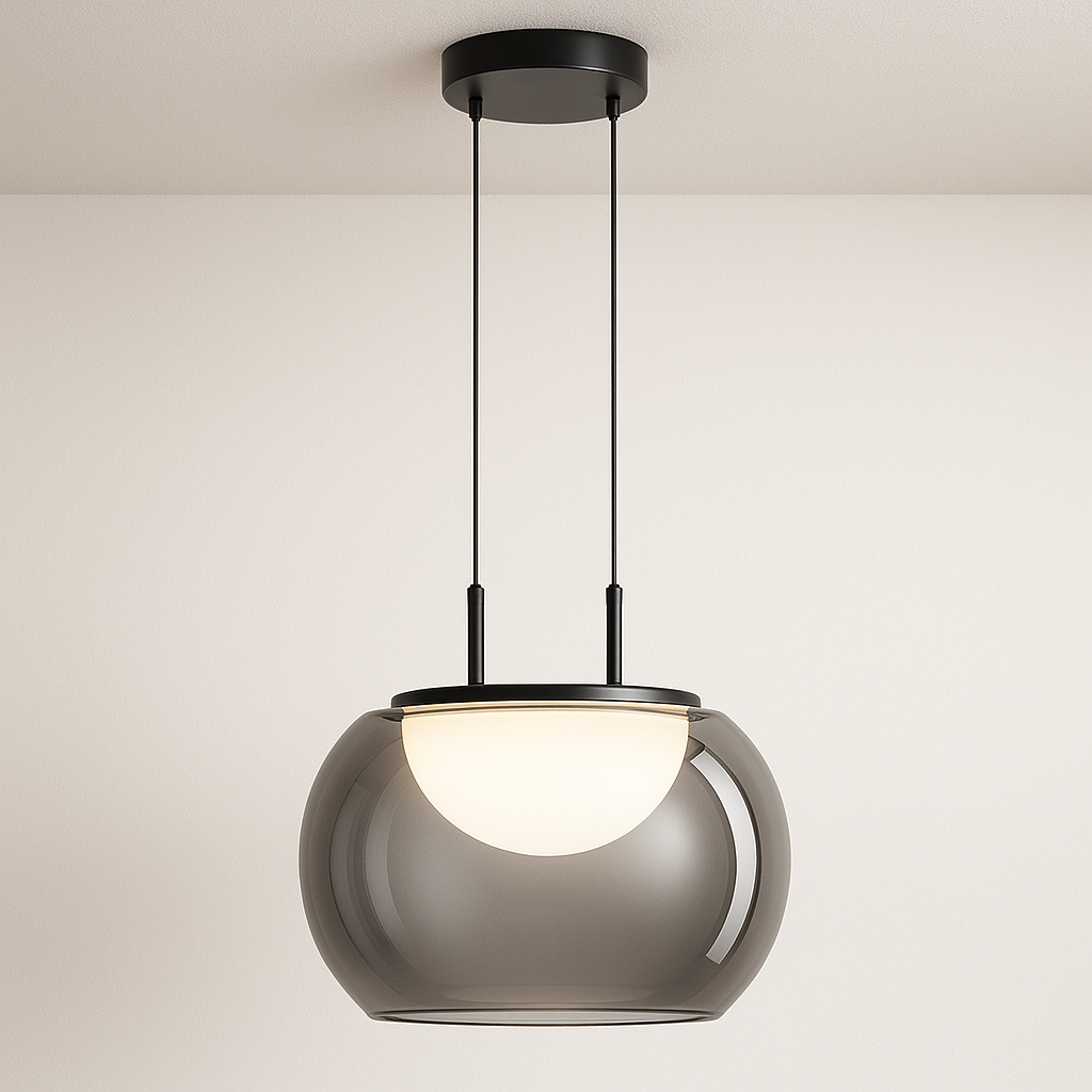 Luminária Pendente Moderna Minimalista Metal Vidro LED Hurri
