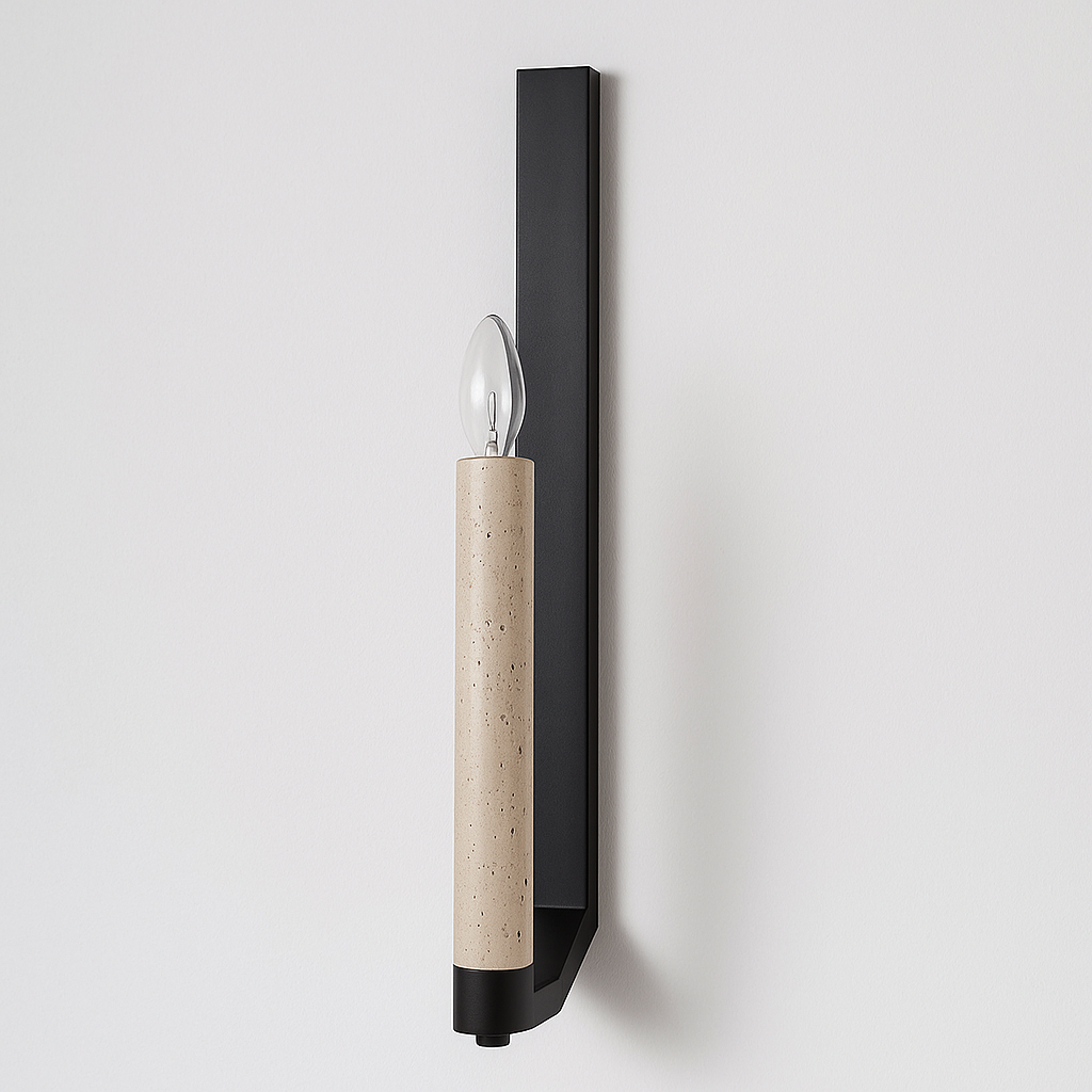 Luminária Arandela Moderno Minimalista Metal Mármore Travertino Tartu