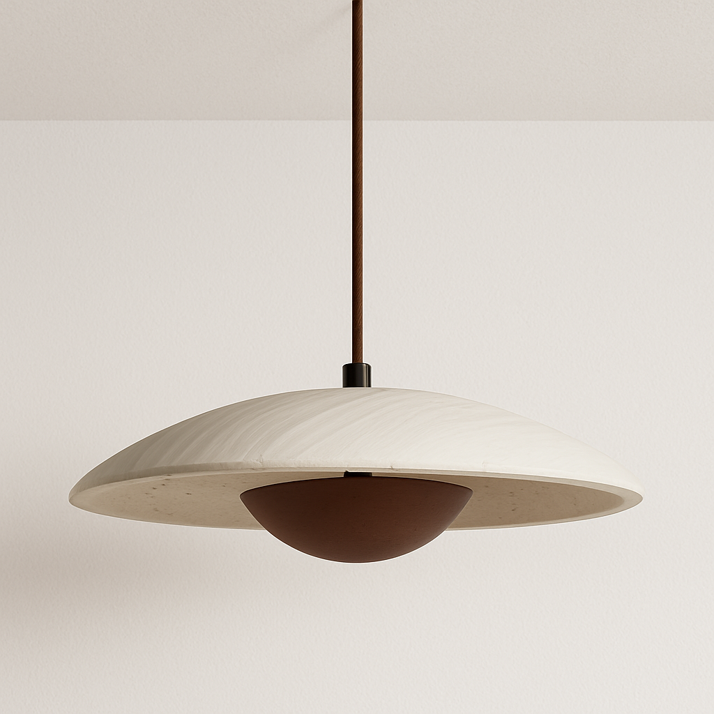 Luminária Pendente Moderna Minimalista LED Mármore Travertino Gavot