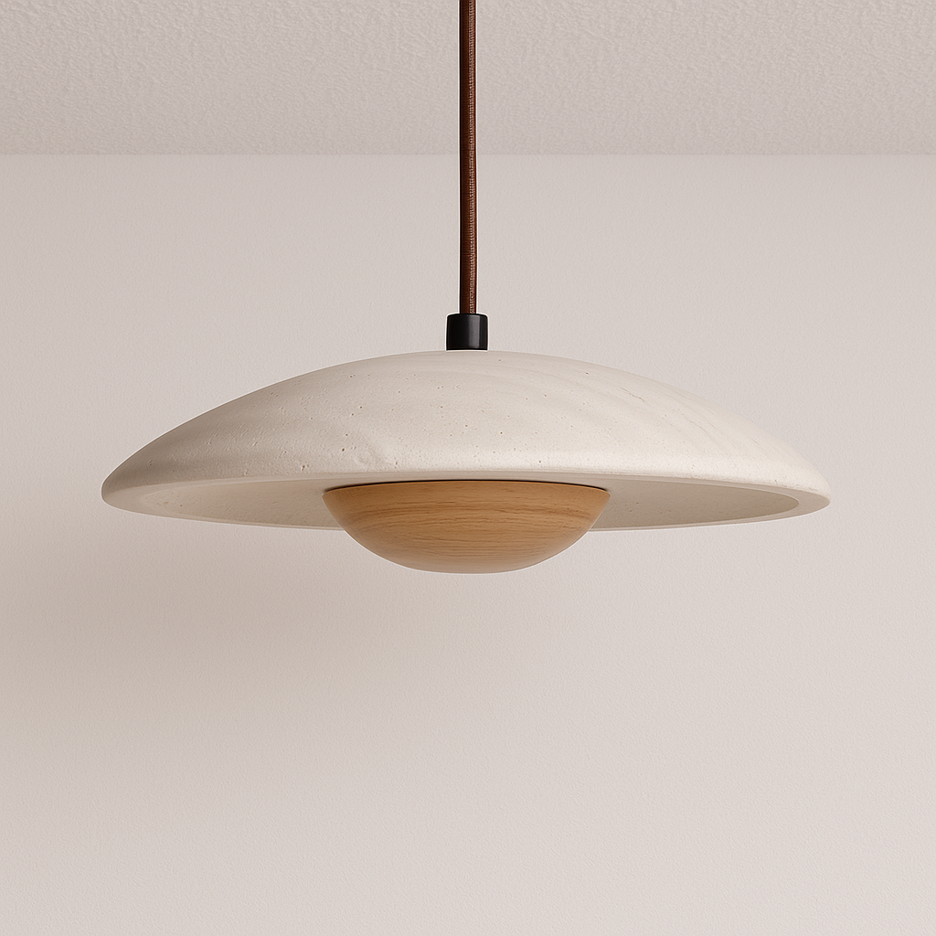 Luminária Pendente Moderna Minimalista LED Mármore Travertino Gavot