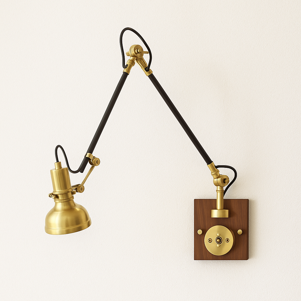 Luminária Arandela Moderna Minimalista Articulada Metal Madeira Beviena