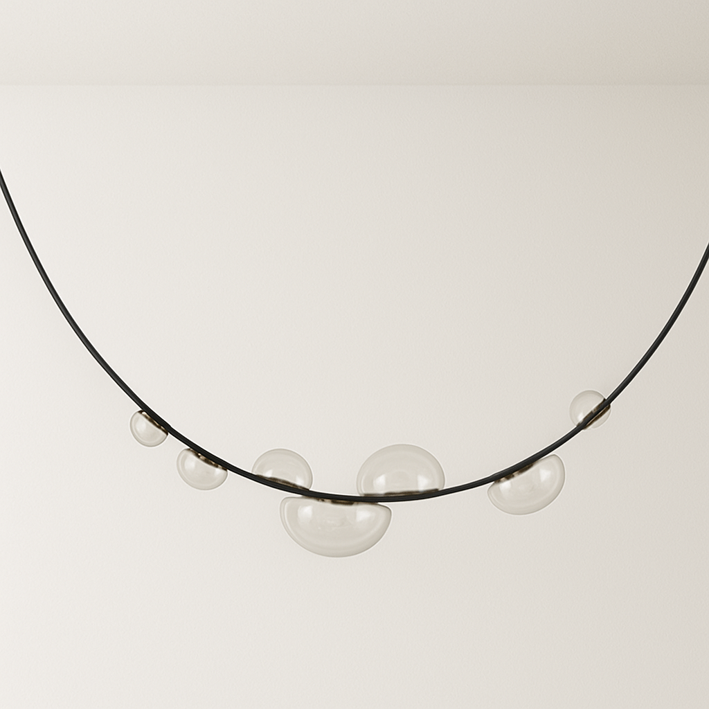 Luminária Pendente Moderna Minimalista Vidro Couro LED Drops Drew