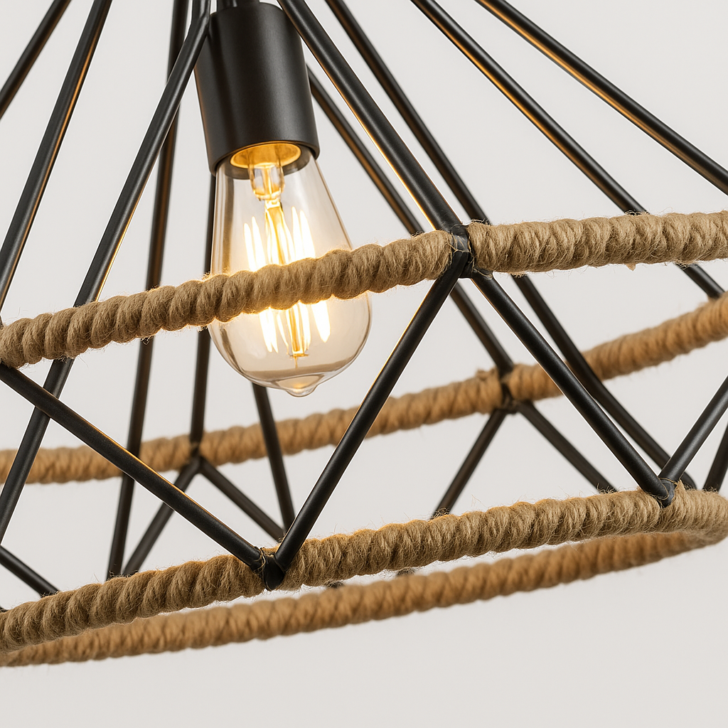 Luminária Pendente Moderna Minimalista Vime Metal Breeze