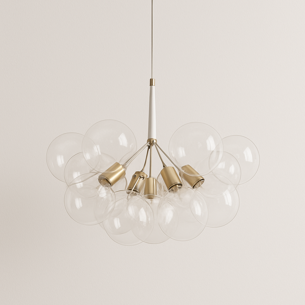 Luminária Pendente Moderno Clássico Globo Bolas Vidro Metal Netun
