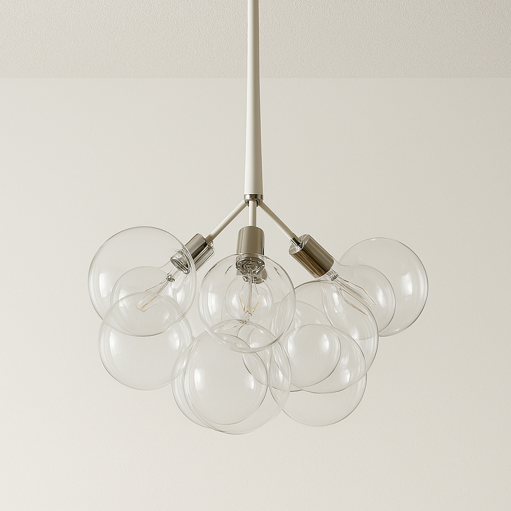 Luminária Pendente Moderno Clássico Globo Bolas Vidro Metal Netun