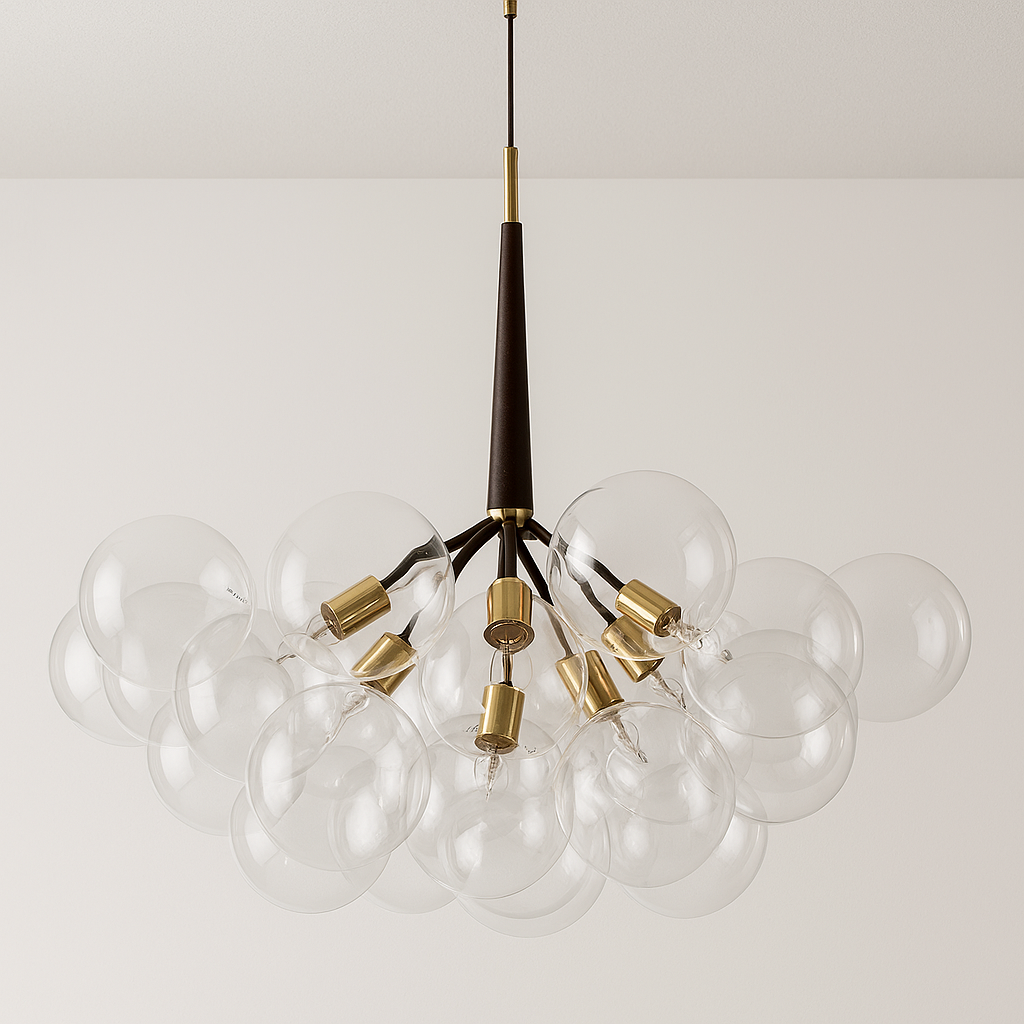 Luminária Pendente Moderno Clássico Globo Bolas Vidro Metal Netun